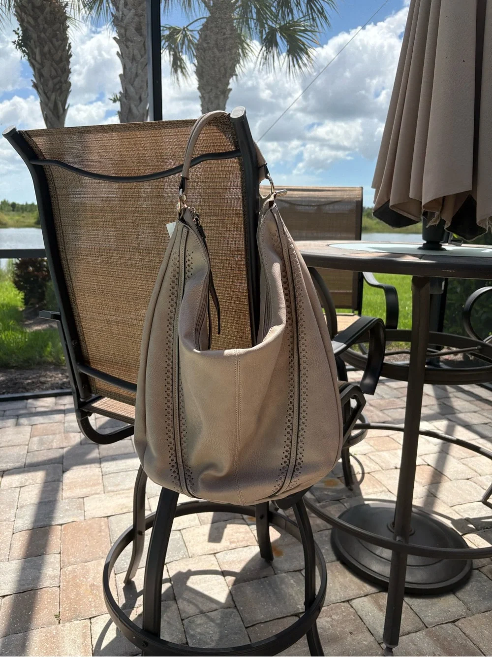 Mellow World Christa Rose Dust Large Leather Shoulder Hobo Bag